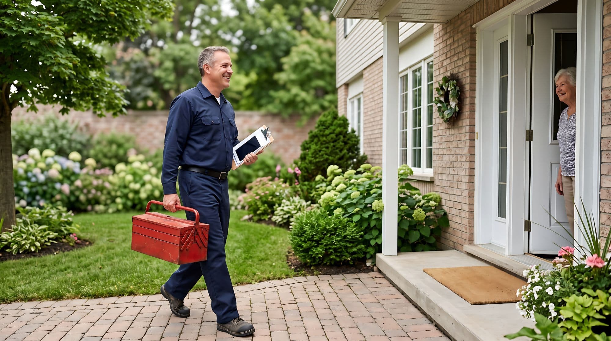 Provider arriving at a customer's home